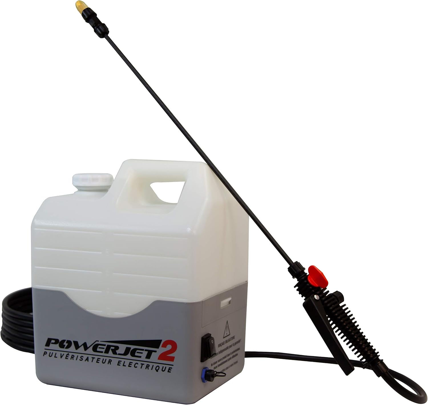 PowerJet 2 pulvérisateur électrique 12 V, Pompe 5, 5 Bar avec pressostat – MULTIREX, Blanc/Gris/Noir, portée 10 m, autonomie 5 h, Lance Carbone 1, 5 m