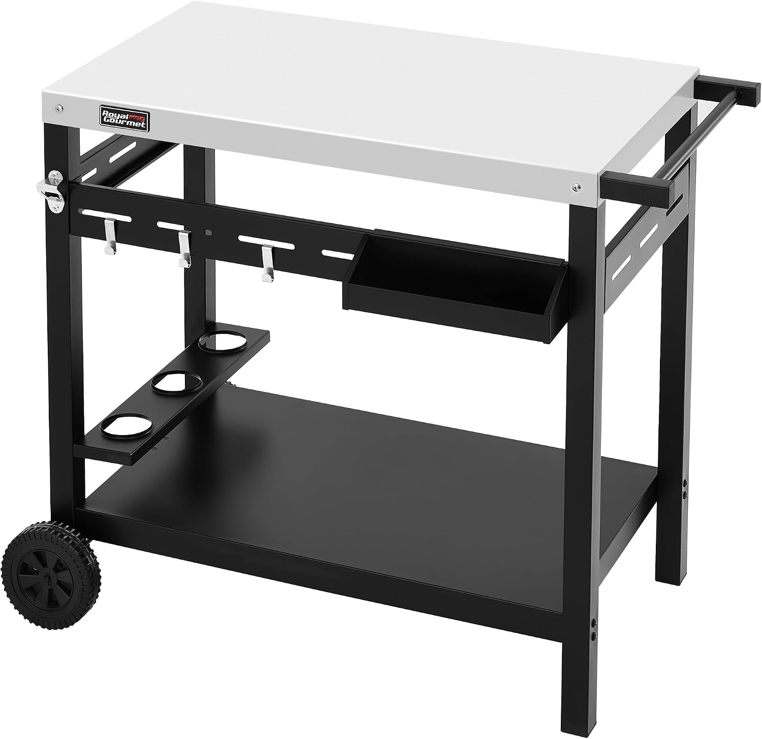 Royal Gourmet, Chariot de Barbecue, Desserte pour Plancha avec Dessus de Travail 85 x 50 cm, Noir/Blanc, Capacité de Charge de 83 kg