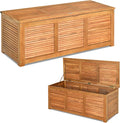 COSTWAY, Coffre de Jardin Exterieur en Bois d'Acacia, Coffre de Rangement 178 L avec Couvercle Rabattable Charnière en Métal, Marron, Naturel