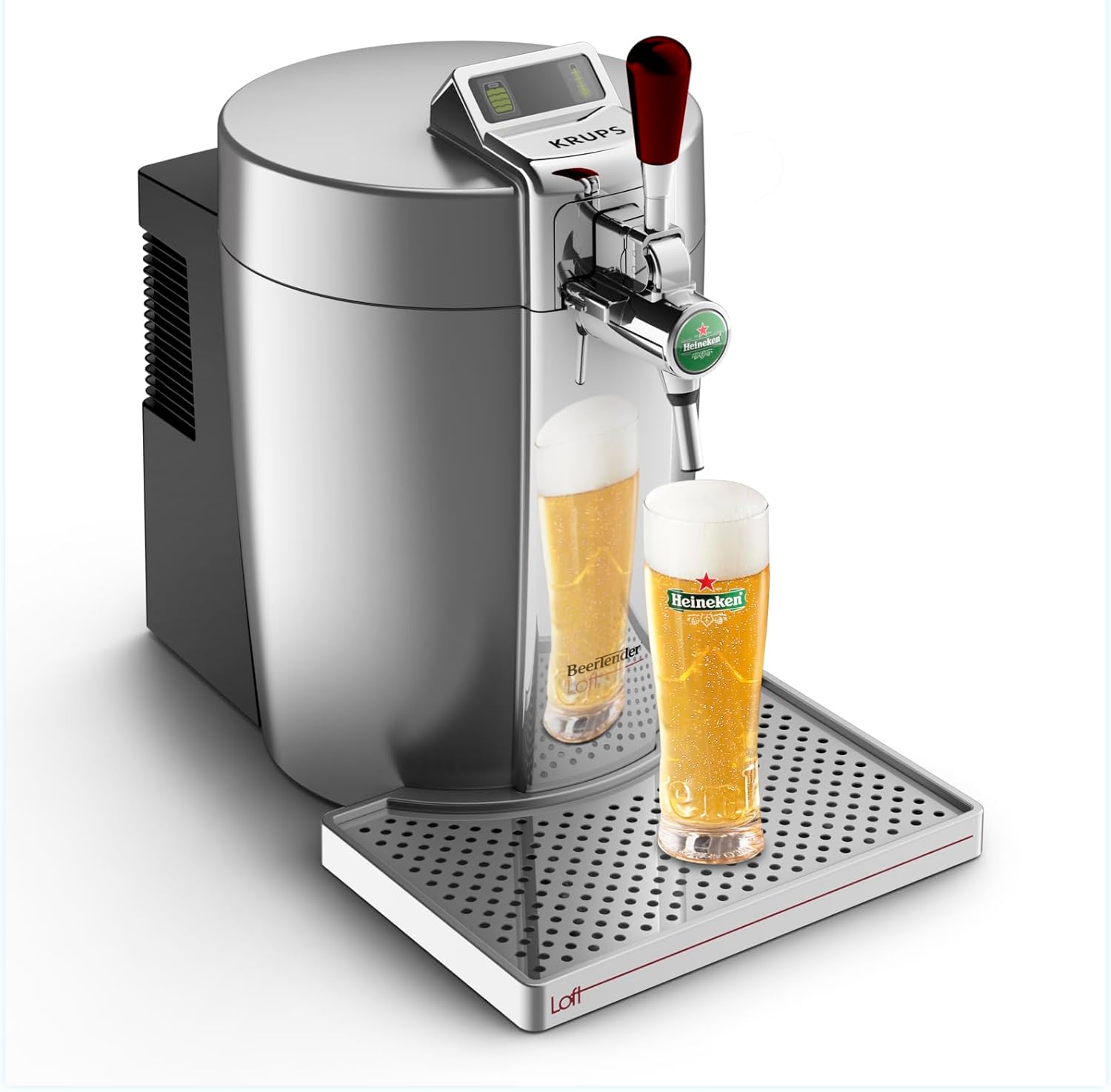Tireuse à bières, Fûts de 5 L – KRUPS, Argent/Noir, Loft Edition Silver VB700E00, Témoin lumineux, Bière fraîche, Installation facile