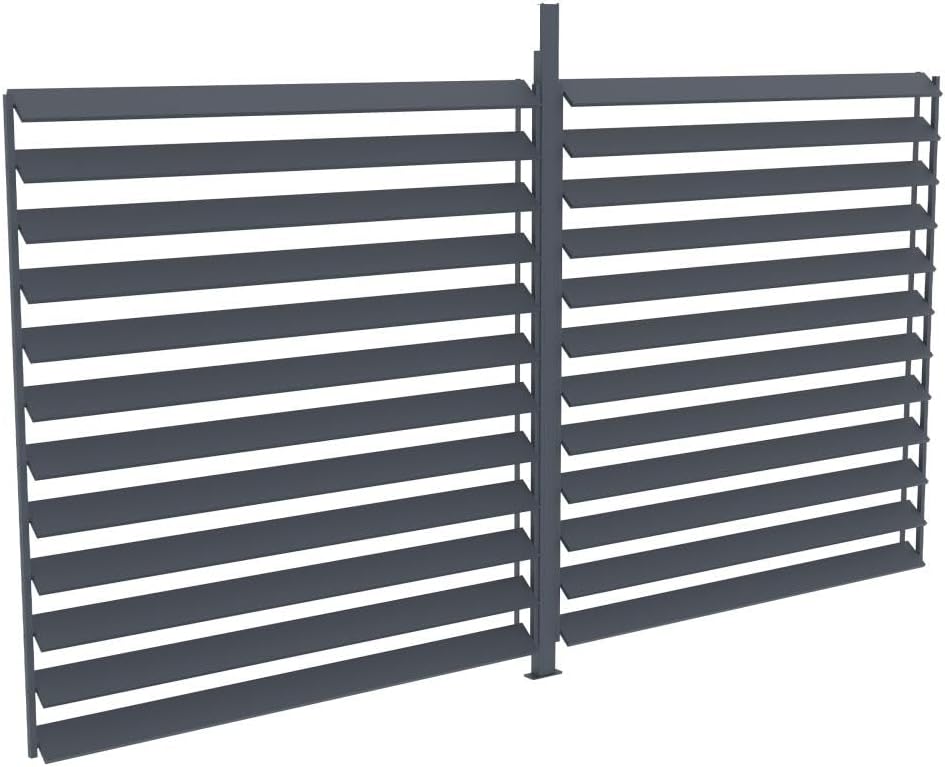 Claustra Brise Soleil orientable en Aluminium pour pergola bioclimatique Anthracite, L3, 68 x H2, 2 m – Vente-unique, BOLSENA
