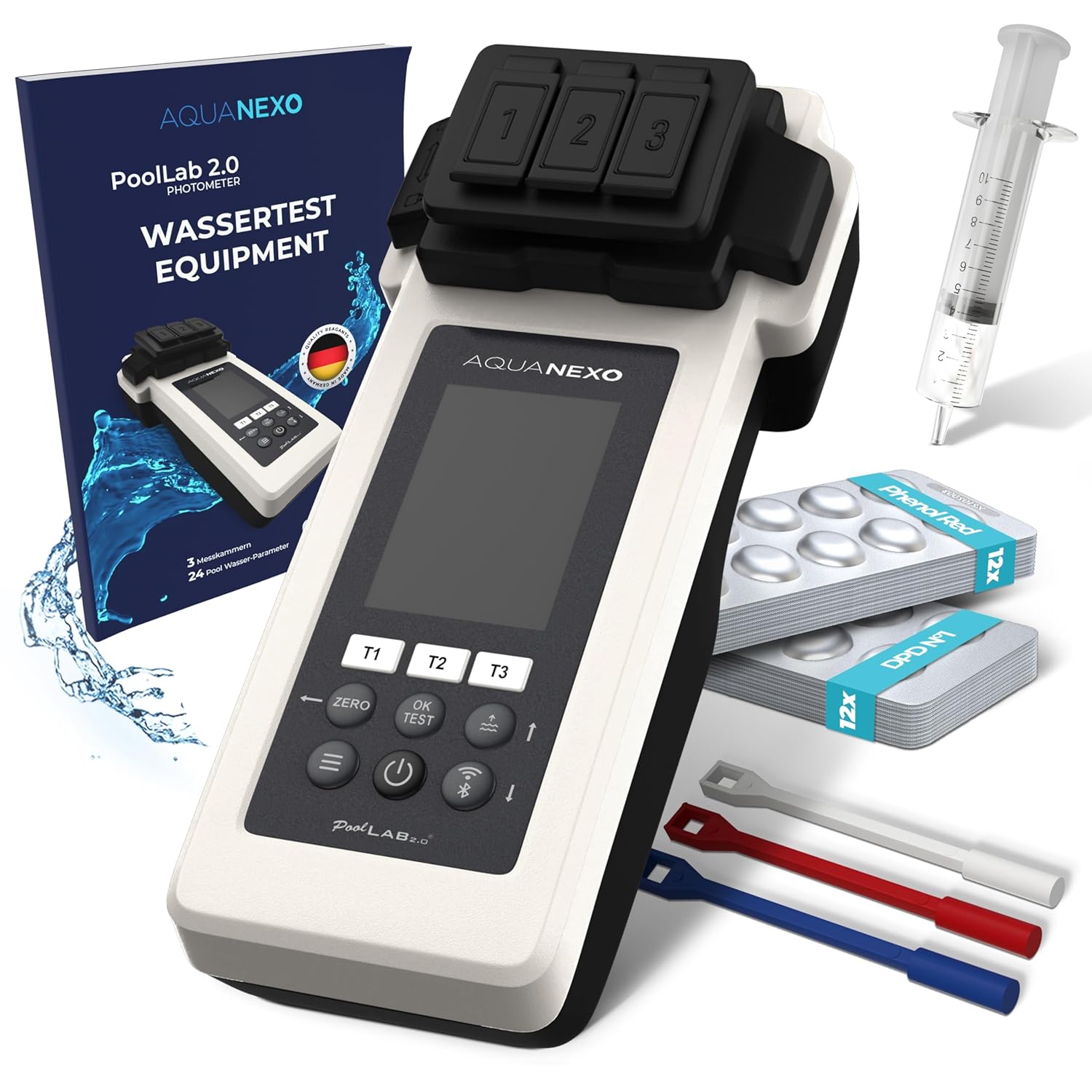 Produit de mesure – AQUANEXO, Noir/Blanc, chlore et pH, testeur de piscine, pataugeoire