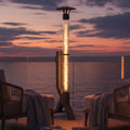 chauffage de terrasse, poêle de jardin, 174 cm – PakketPanda, noir, Poêle à pellets, colonne de feu, cheminée de jardin à faible fumée, durable