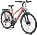 Licorne Bike, VTC, avec frein à disque en aluminium, 21 vitesses, pour femme, Rose/Noir, vélo de cross, VTT, homme, garçon, fille