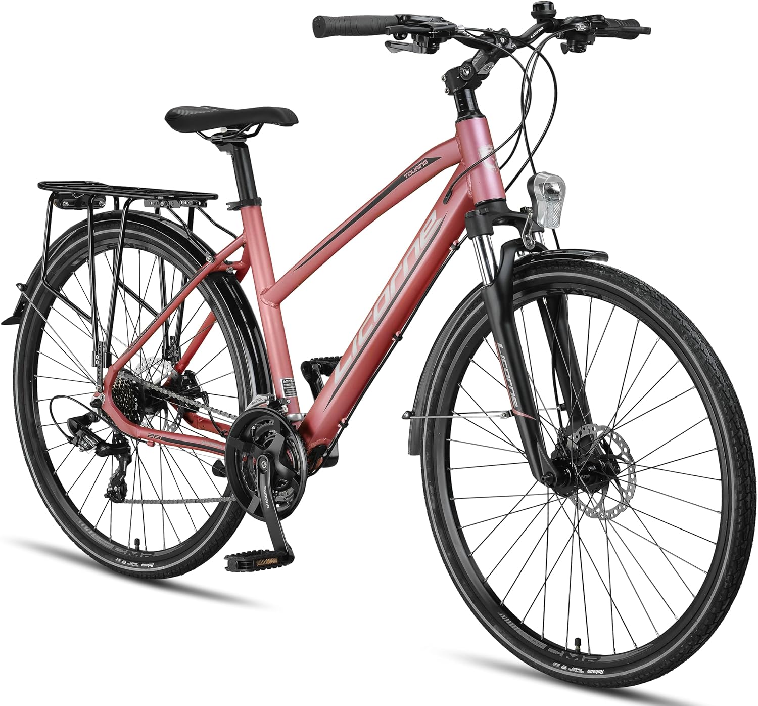 Licorne Bike, VTC, avec frein à disque en aluminium, 21 vitesses, pour femme, Rose/Noir, vélo de cross, VTT, homme, garçon, fille