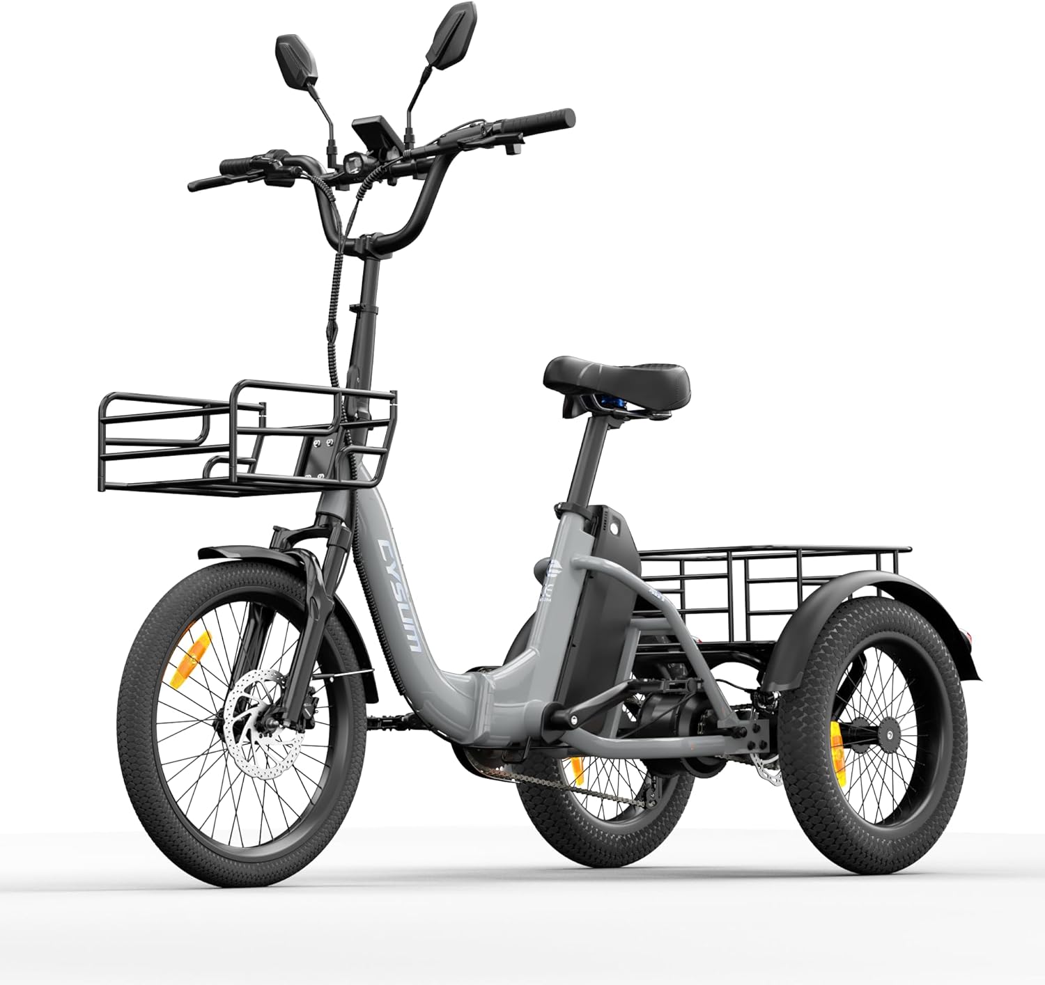 Vélo électriques, vélo électrique Pliable 16'' – cysum, Gris/Noir, Vitesse maximale de 25 km/h et autonomie de 80 km, Batterie 48V 20Ah