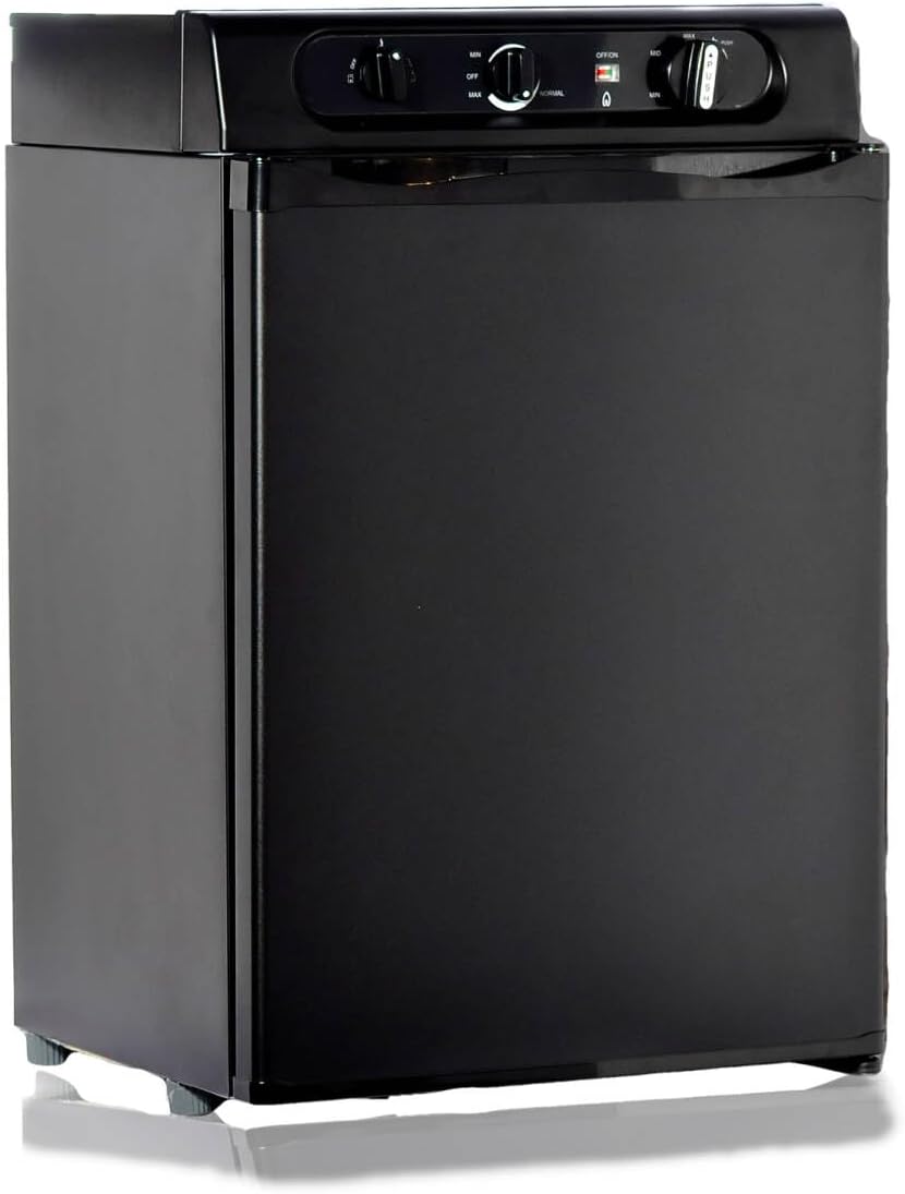 Techomey Mini réfrigérateur, 60L, Frigo Gaz Camping car, Noir, Silencieux pour Camping-car Caravane Maison Mobile-home