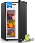 FOHERE Mini Réfrigérateur 90L, Petit Frigo de Chambre/Dortoir/Bureau, Noir, Contrôle de la Température, Silencieux, Pose libre sous le comptoir