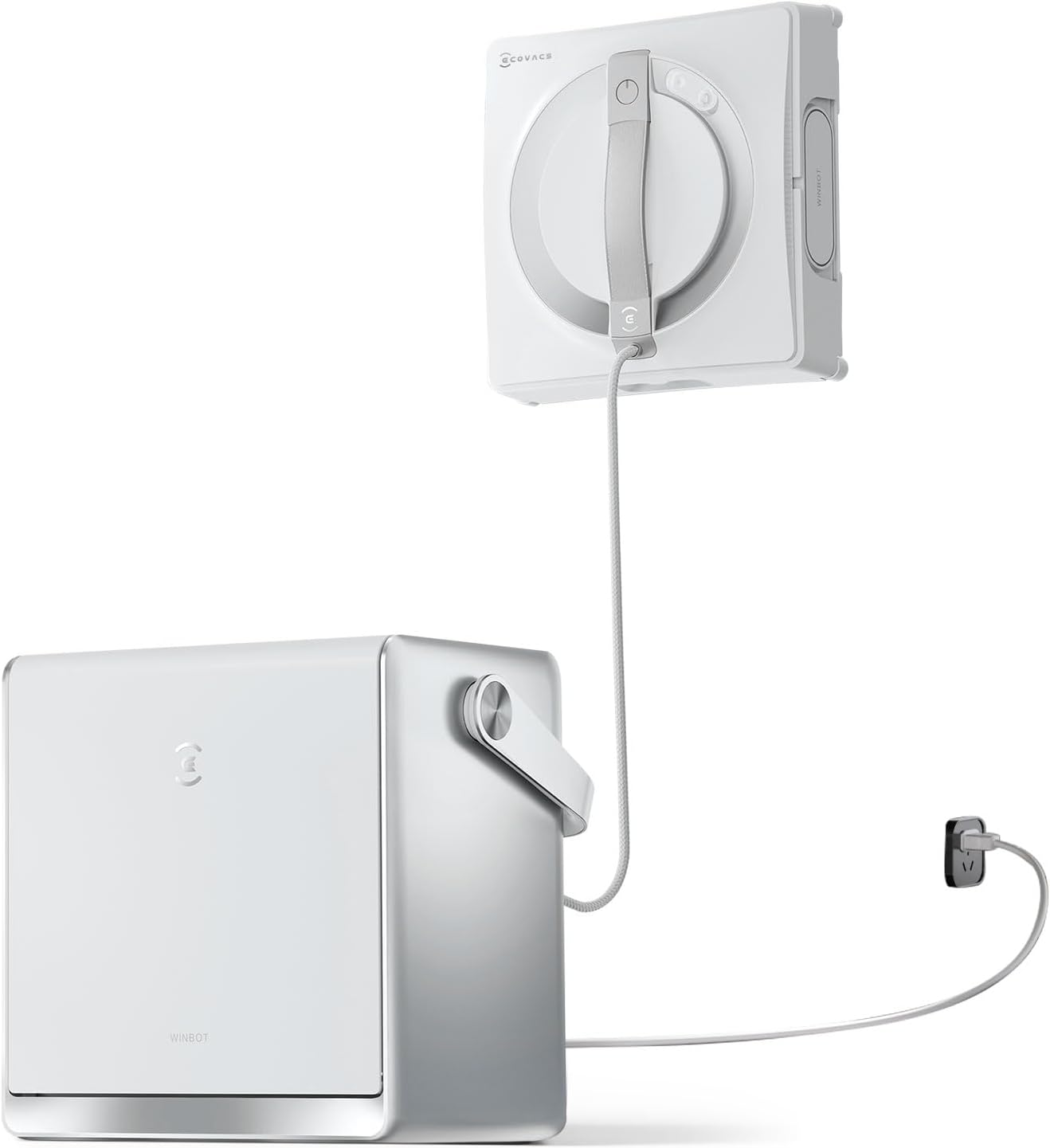 Nettoyeur de vitres, système de Protection à 12 Niveaux – ECOVACS, Gris/Blanc, se Recharge Pendant Le Fonctionnement