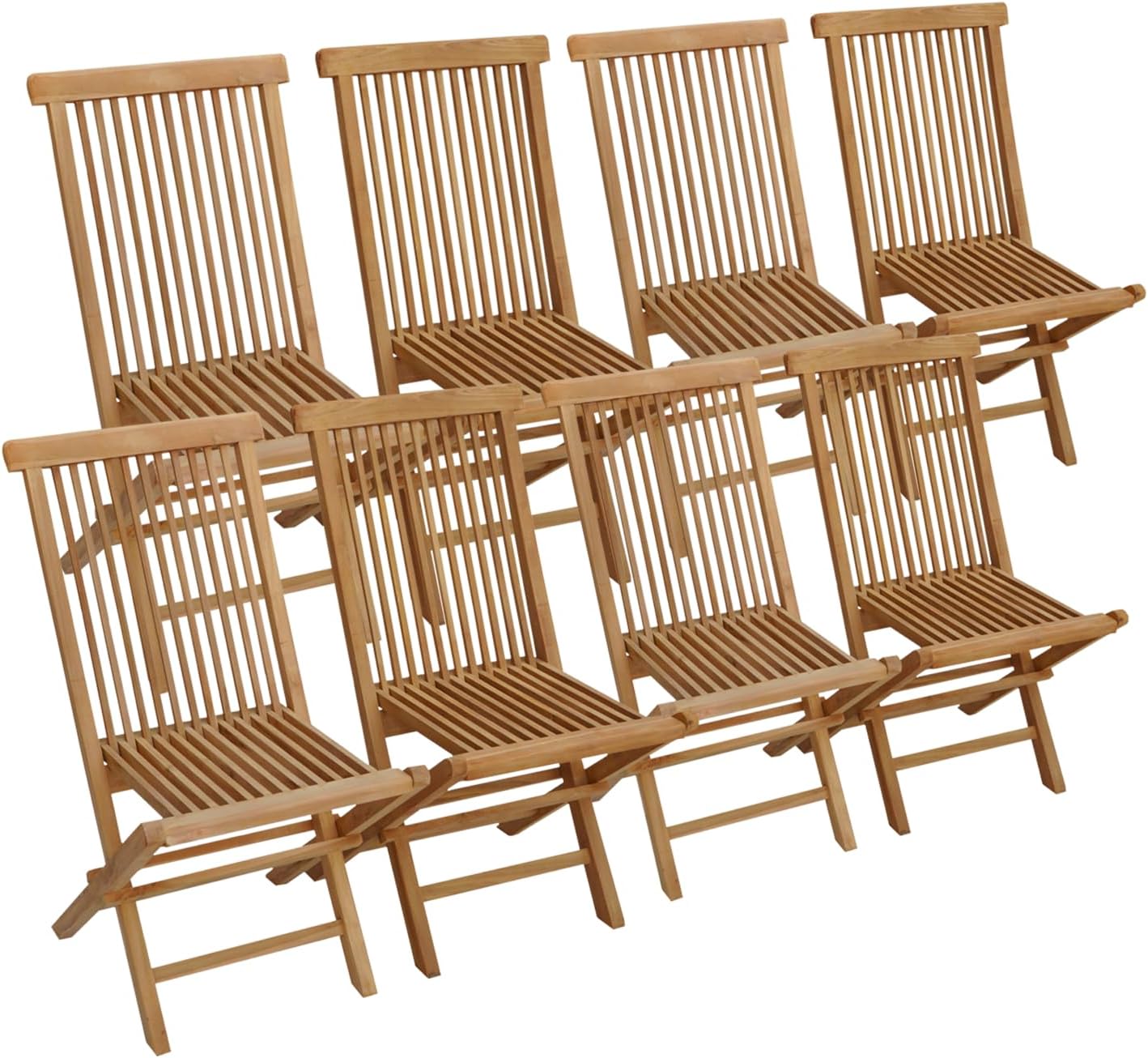 Lot de 8 chaises de Jardin Pliantes en Teck Lombok, Bois – Happy Garden