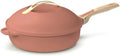 COOKUT, La Fabuleuse poêle 8 en 1, Avec 2 poignées amovibles, Pivoine/Beige, spatule en bois, Un seul ustensile qui remplace poêle, casserole