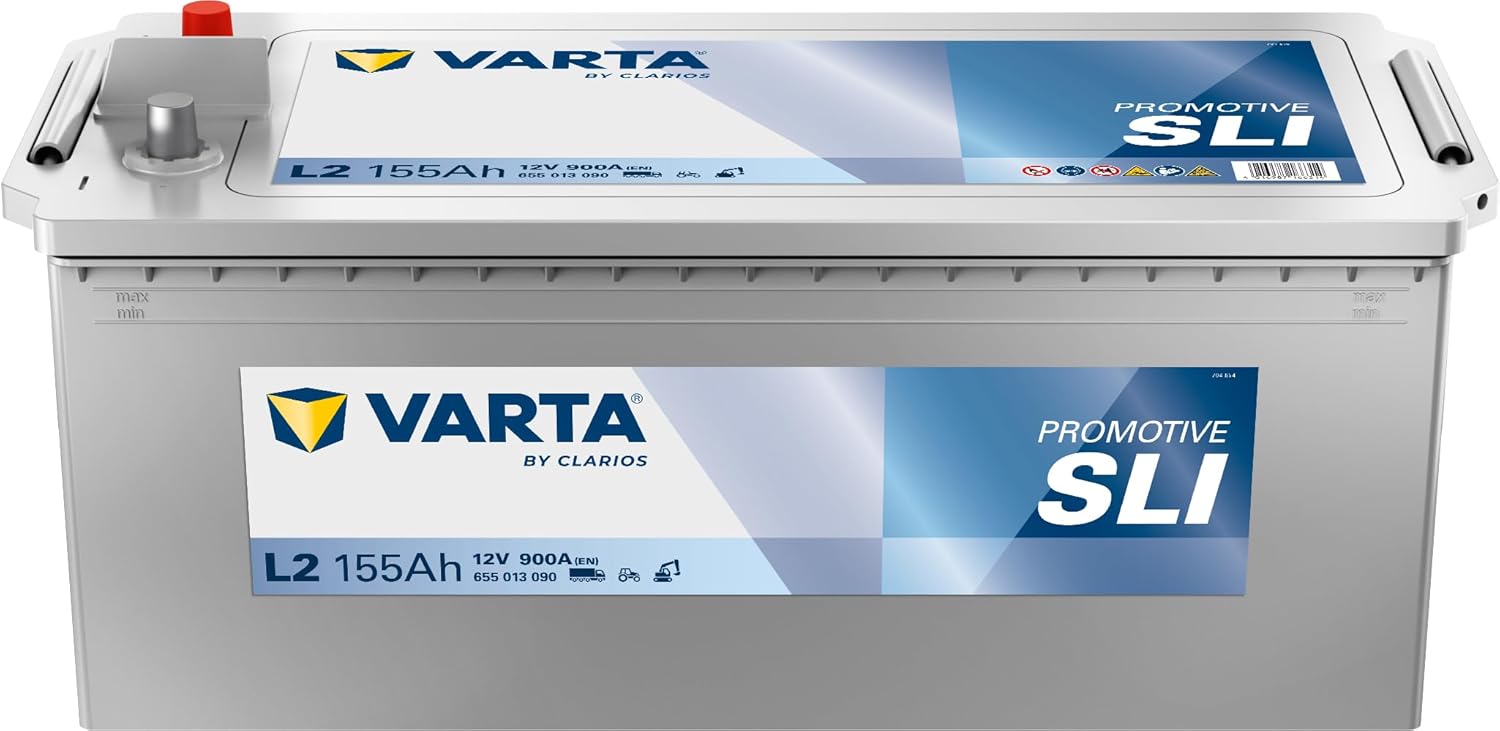 Promotive Black L2 Batterie Poids Lourds, 12 V 155Ah 900 Amps (En) – Varta, Gris/Bleu, Travaux Publics, Agricoles