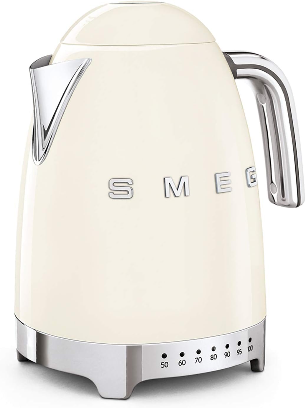 Bouilloire à Température Variable KLF04CREU 1, 7 L, 2400W – Smeg, Indicateur de Niveau d'Eau, Plusieurs Température, Filtre Anticalcaire Lavable