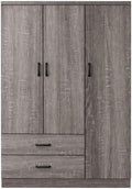 Armoire Valentina 3 Portes, 120 x 52 x 190 cm, Bois Grisé, 2 Tiroirs et Penderie avec Étagères, Rangement pour Chambre – Proconfort