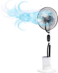 O'FRESH Ventilateur brumisateur sur Pied 125 cm, 3 Vitesses, Bureau, Blanc/Noir, Puissant & Silencieux, Oscillation Automatique, Intérieur