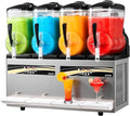 VEVOR Machine à Granité 4x12 L, Distributeur de Boissons Frappées avec 5 Programmes Prédéfinis, Noir/Argent