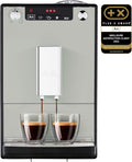Melitta E950-777 Machine à Café à Grains avec Broyeur et Système d'Extraction des Arômes, Mode 1 à 2 Tasses, Affichage LED, Gris