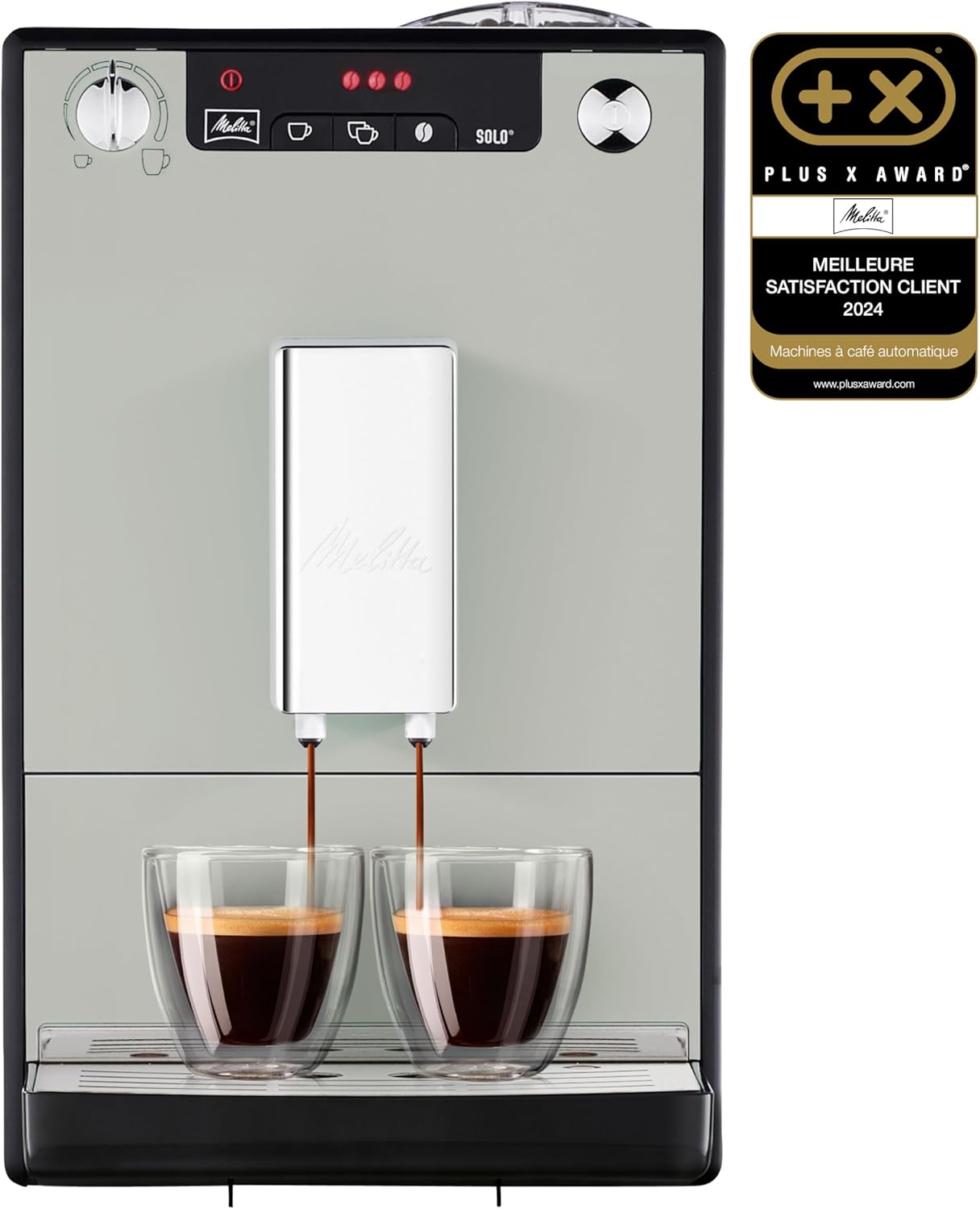 Melitta E950-777 Machine à Café à Grains avec Broyeur et Système d'Extraction des Arômes, Mode 1 à 2 Tasses, Affichage LED, Gris