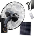 MYYMKJYXGS Ventilateur mural solaire 40 cm, 3 vitesses, avec télécommande, chambre, Noir/Argent/Blanc, 5 pales, inclinaison réglable