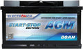 Batterie de voiture, 820A EN, sans entretien – Electronicx, Noir/Bleu, scellée, compatible Start-Stop, technologie AGM fiable