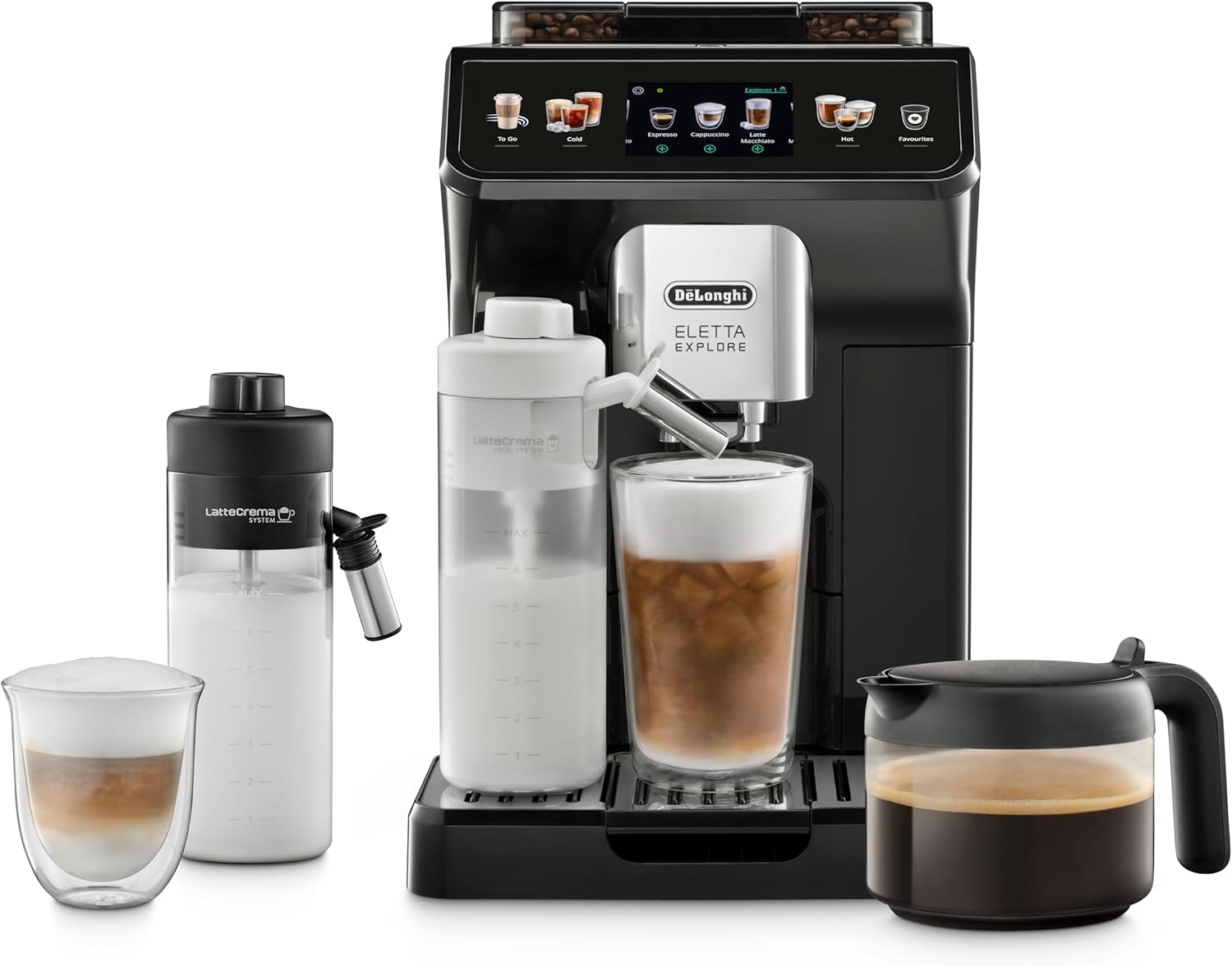 De'Longhi ECAM452 Perfetto Machine à Café Automatique avec LatteCrema Mousseur à Lait, 50 Boissons en une Seule Touche, Noir/Gris, ECAM452.57.G