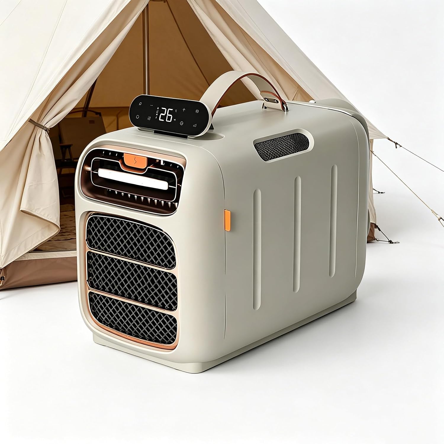 GESAIDES AC110V Climatiseur Portable 5000 BTU pour Le Camping sous Tente, niches pour Chiens AC110V, Beige/Noir/Orange