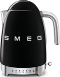 Smeg KLF04BLEU, Bouilloire à Température Variable KLF04BLEU 1, 7 L, 2400W, Noir/Argent, Indicateur de Niveau d'Eau, Noir, Plusieurs Température