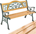 ® Banc de Jardin Solide en Bois Naturel laqué et Fer Forgé, Banquette de Jardin Résistant aux intempéries, Marron/Vert – tectake
