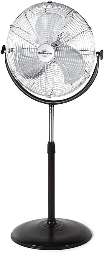 Orbegozo Ventilateur sur pied industriel, 3 vitesses, pales en métal, Noir/Argent, 155 W, PWS 1950, noir et argent, poignée de transport