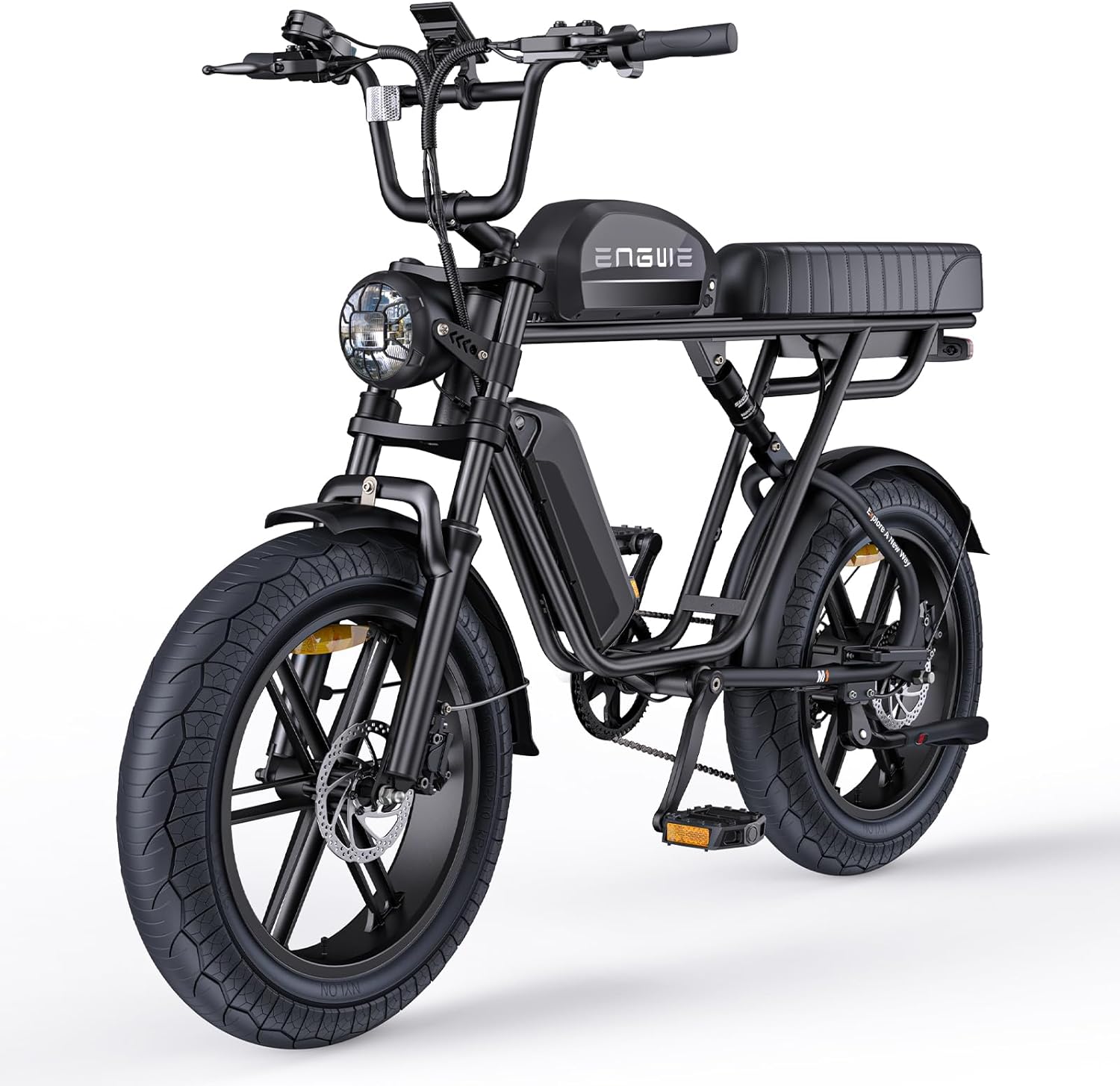 E Bike Hommes Vélo électrique-Ebike avec Une Batterie/ 2 Batteries, E-Bike 20 * 4.0 Pouces Pneus Gras – ENGWE, Noir, Vélo électrique 7 Vitesses
