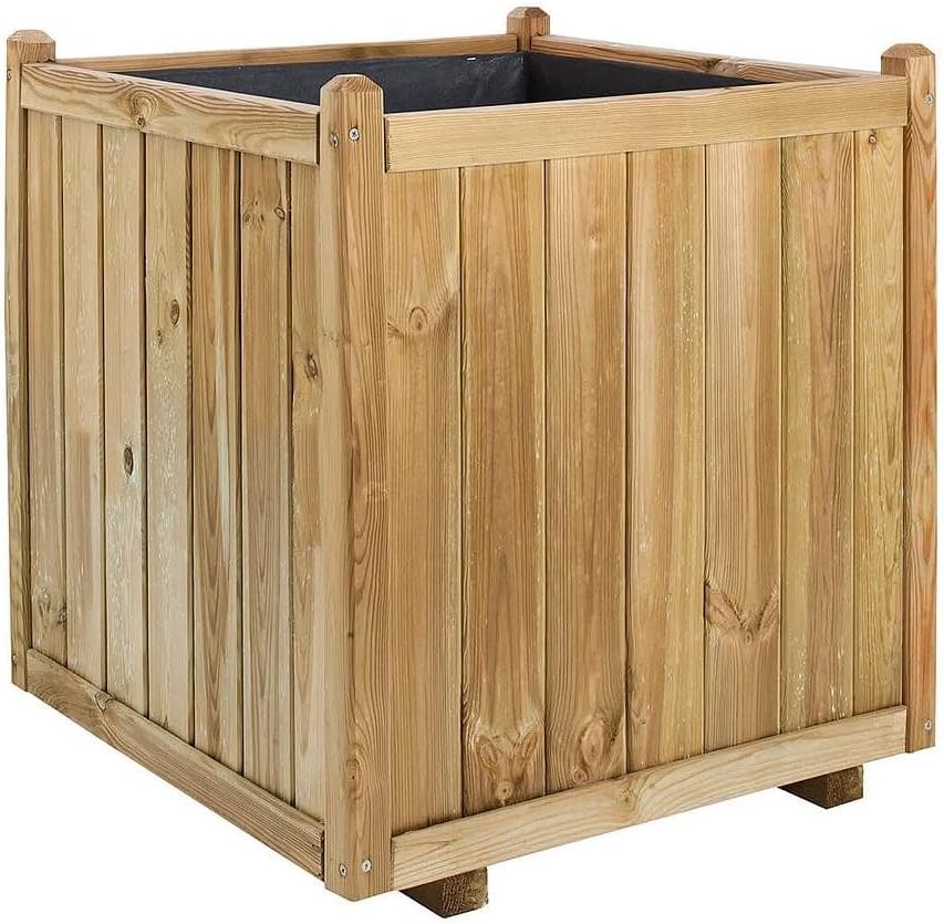 CERLAND, Bac à fleurs, Bac à Fleurs carré en Bois Vendôme, 70 x 70 x 75, Bois