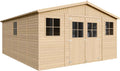 Atelier Rangement Outils et vélos- TIMBELA M333, Stockage extérieur avec fenêtres- H246x418x522 cm/20 m2-Hangar en Bois Naturel – TIMBELA, Beige