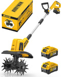 Cultivateur et bêches rotatives, avec 2 batteries de 2, 0 Ah et chargeur – Alloyman, Jaune/Noir, 360 tr/min
