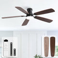 Sofucor Ventilateur Plafond avec Lumiere, 132 cm Dimmable Lampe Ventilateur Plafond LED, Minuterie pour Chambre, Noir/Marron