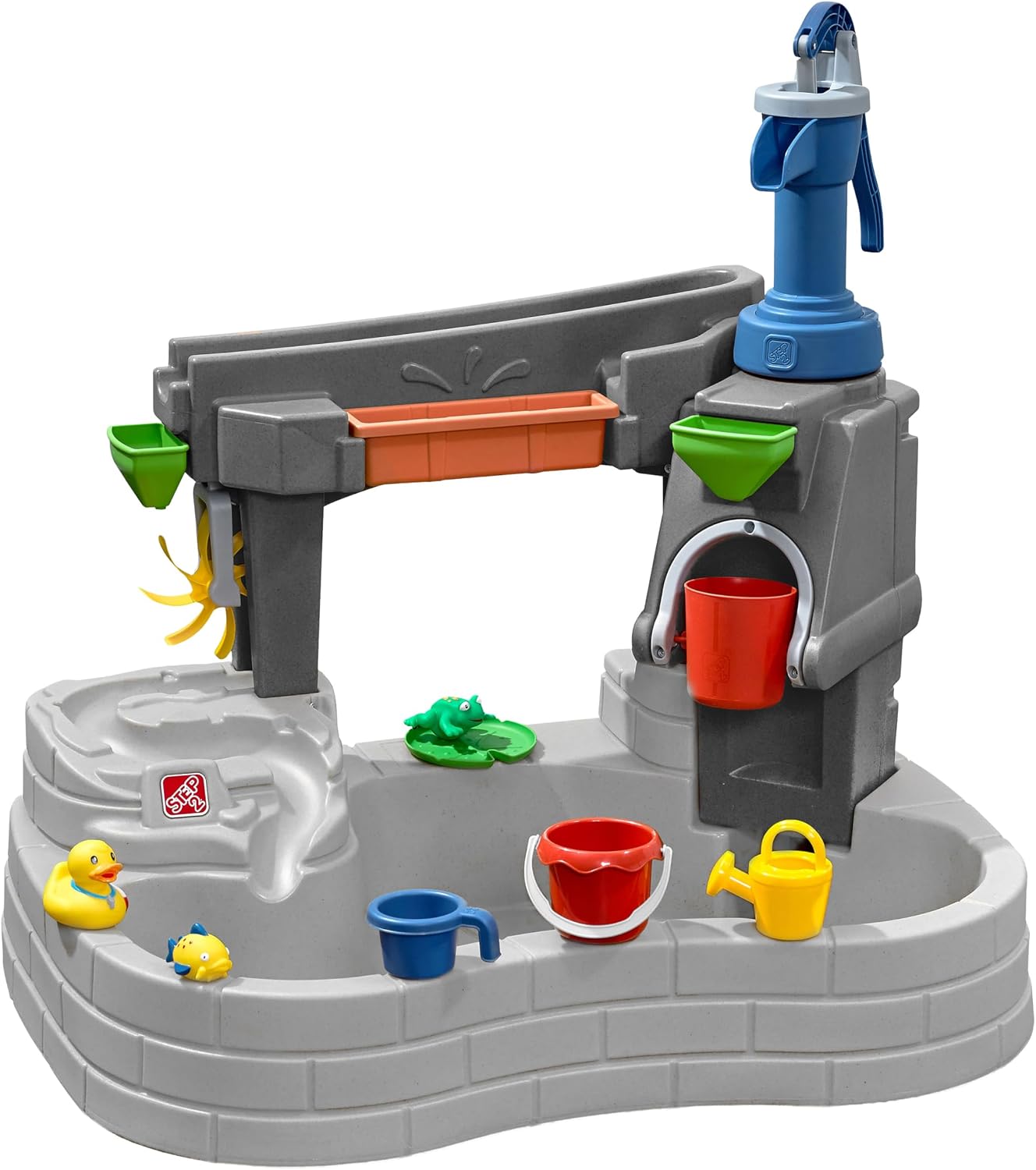 Step2, Jeux d'eau, Jouet Aquatique/Table De Jeux pour Le Jardin avec Ensemble De 10 Accessoires, Gris/Bleu/Rouge/Jaune/Vert/Orange, Grise