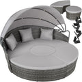 Bain de soleil, Chaise longue Relax Mobilier de Jardin pour Amenagement Balcon Terrasse Veranda – tectake, Gris, Coussins Inclus