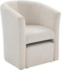 Fauteuil Cabriolet et Pouf en Tissu Bouclette Blanc Jovana – Vente-unique