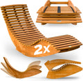 Casaria, Bain de soleil, ® 2X Chaise Longue à Bascule Pliable en Bois d'acacia certifié FSC Transat Ergonomique Bain, Marron