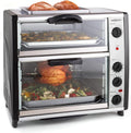 Mini four, 42L au total, Température réglable – Oneconcept, Argent/Noir, 2400W, 60-240°, 2x plaques, Poids 7kg, Four grill, Timers