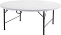 Table à manger, Table Pliante Ronde 10 Personnes, Blanc/Noir – Rekkem