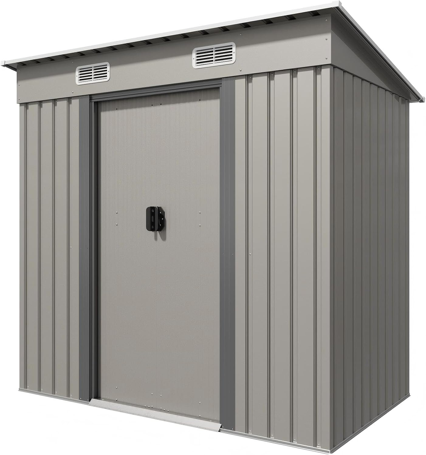 Abri de jardin, abri de jardin avec toit en pente et 2 portes coulissantes – TRIUMPHKEY, Gris, résistant aux intempéries