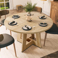 Table à Manger 120 cm, Table de Cuisine 4 à 6 Personnes, Table à Manger Bois – YOUDENOVA, Rétro Table Ronde, Naturel, Une Seule Table