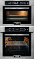 Kaiser, acier inoxydable + four micro-ondes, encastré four 79 L, Noir/Argent, 45 cm de haut, Set de cuisinières EH 6306 R+ EM 6307 R