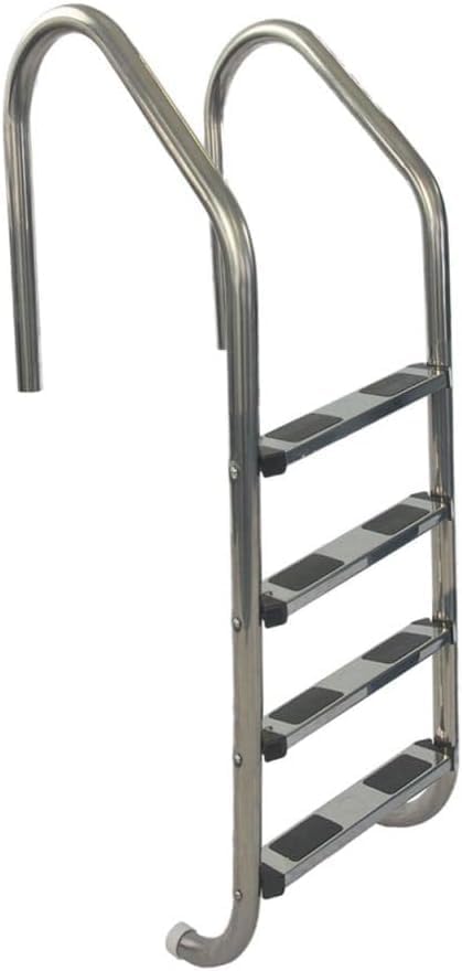 4 Step Stainless Steel Pool Ladder with Stainless Steel Steps, 250 Pound Capacity – Aqua Select, Argent, 1.9 Inch Outer Diameter