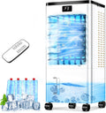 GLOWITE Climatiseur Mobile Silencieux, Télécommande, pour Maison Bureau Chambre, Blanc/Bleu, Minuterie