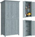 Armoire de Jardin en Bois de Sapin pour Balcon et Terrasse avec 2 Portes Verrouillables, 85 x 54 x 170 cm Gris – Outsunny, 2 Étagères