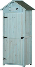 Outsunny, Abri de jardin, Armoire de Jardin extérieur abri de Jardin en Bois abri pour Outils 3 étagères 2 Portes, Bleu Clair/Noir