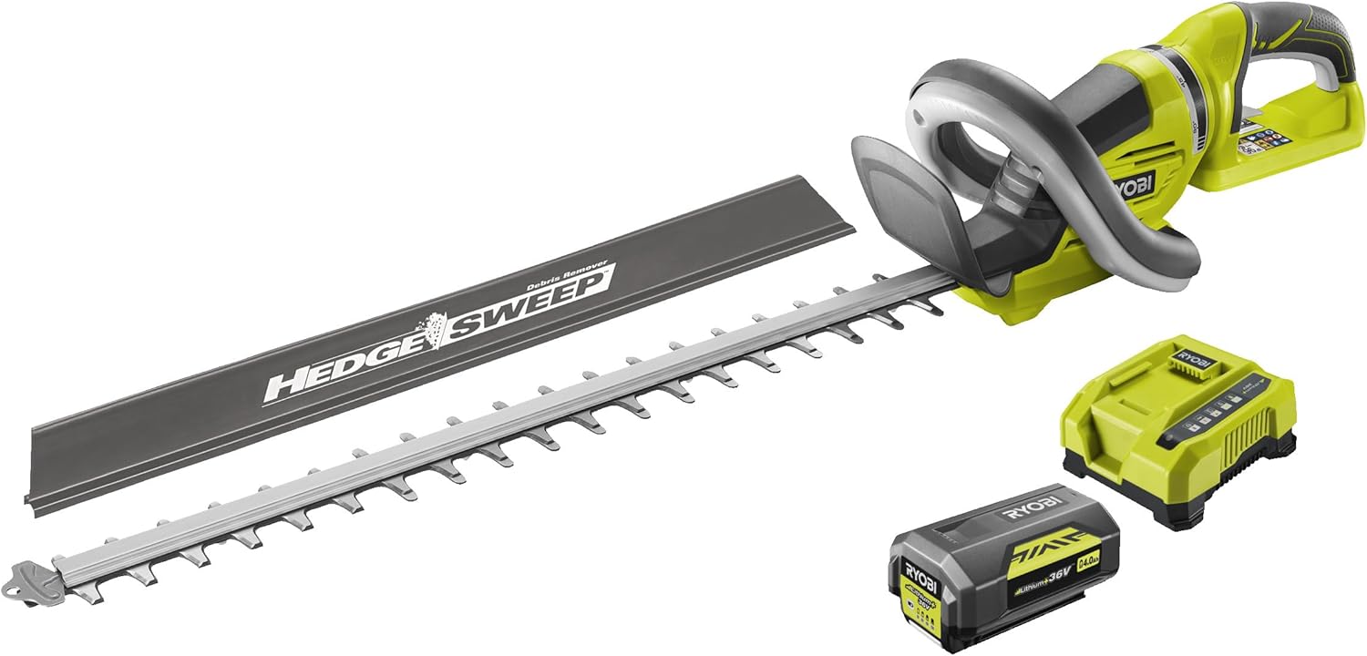 Taille-Haies RYOBI 36V, 1 Batterie 4.0 Ah – RYOBI, Jaune/Gris/Noir, 1 Chargeur Rapide 6.0 Ah, RHT36C61R40F