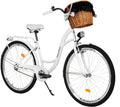 MILORD, vélo de Ville, . Vélo Confort Blanc à 1 Vitesse de 26 Pouces avec Panier et Porte-Bagages arrière, vélo pour Femme, vélo néerlandais