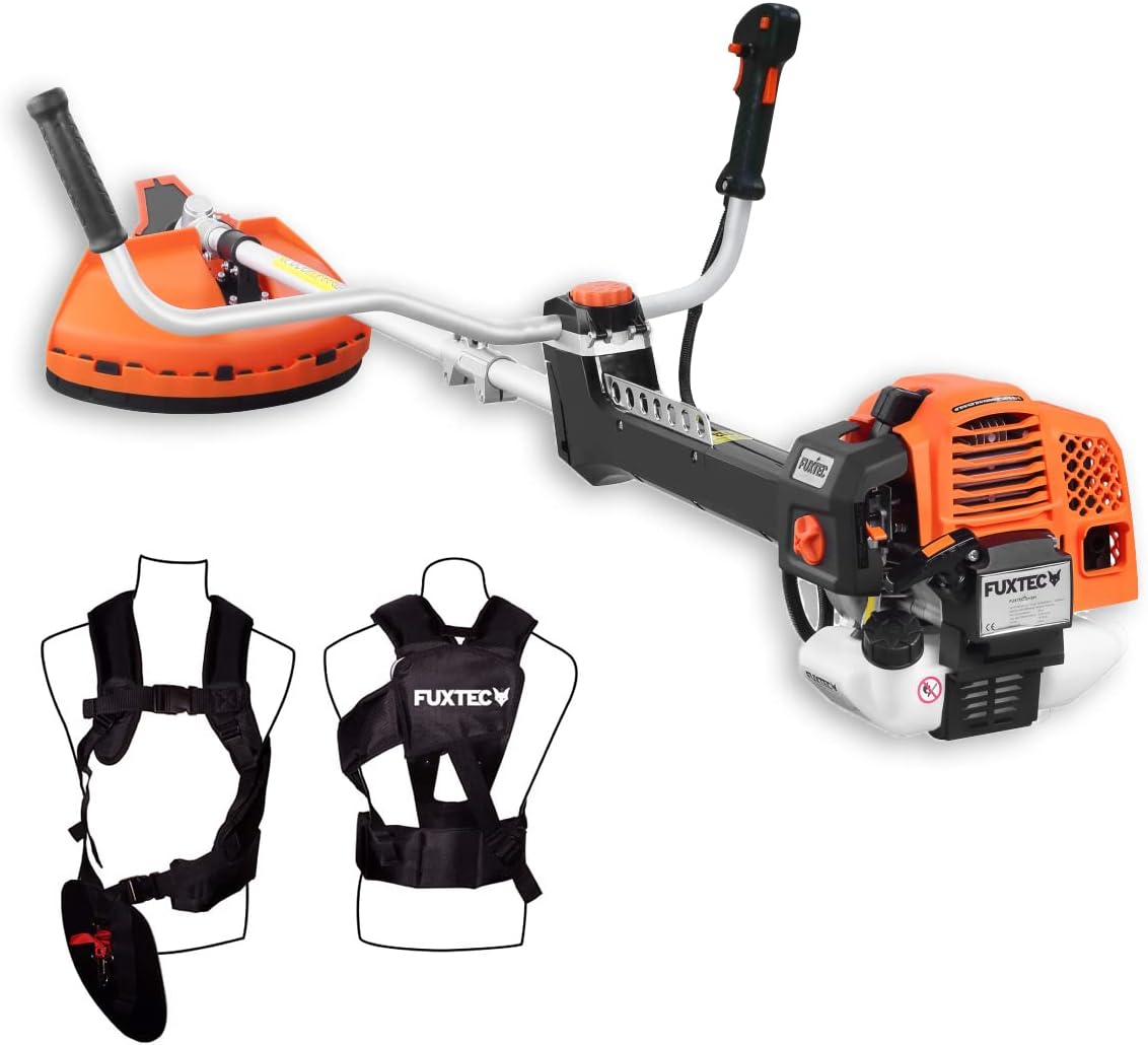 Débroussailleuse, 2 en 1 Coupe-Bordure avec Tête de Coupe Double Fil et Lame 3 Dents Modèle Conçu pour Les – Fuxtec, Orange/Noir